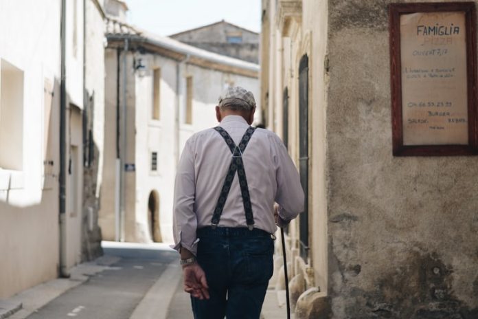 retired man walking